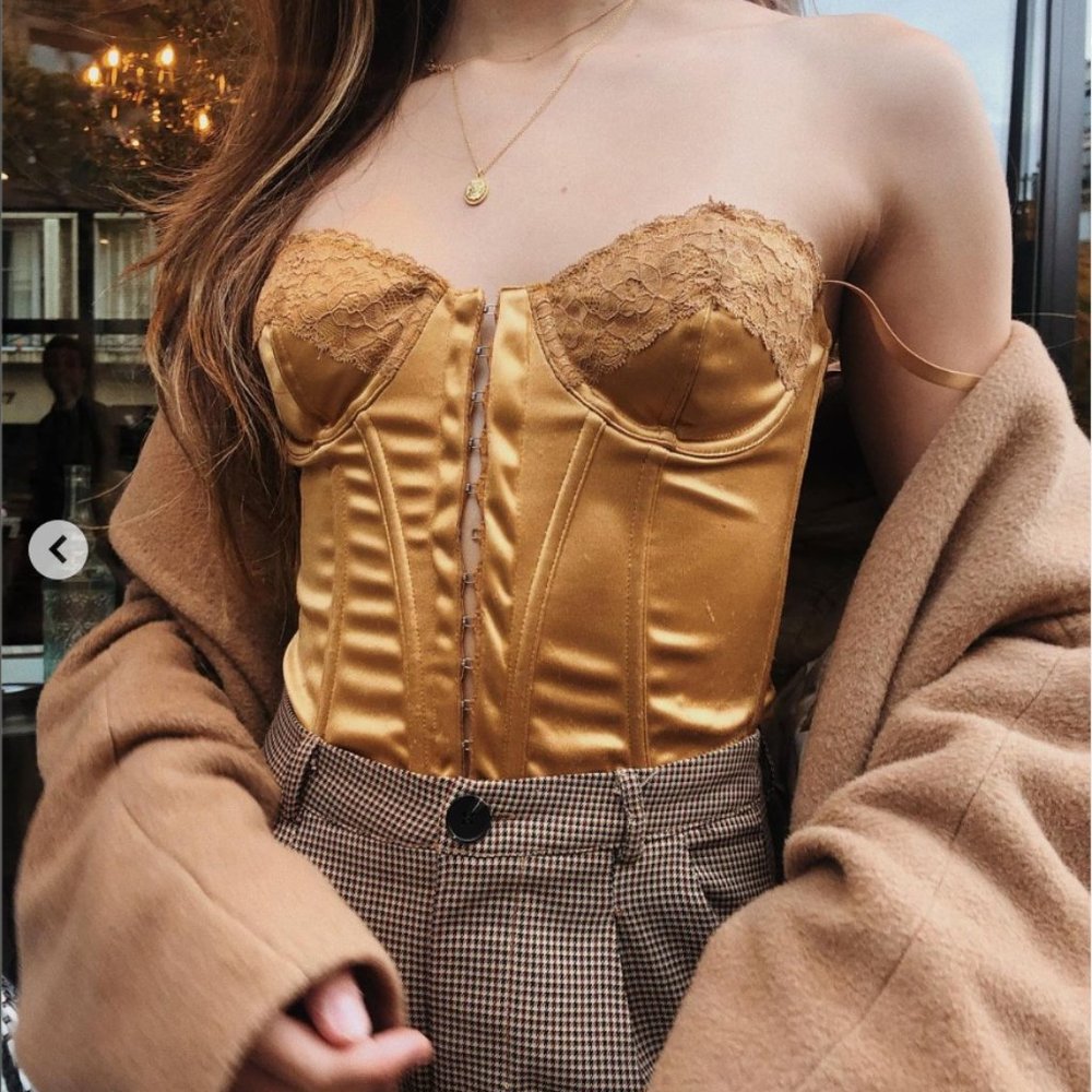 *SOLD* Gold Out From Under Corset Top